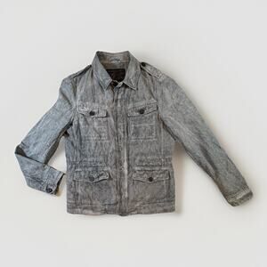 AllSaints Spitalfields Mens Gray Military Field Jacket Drawstring Waist size M